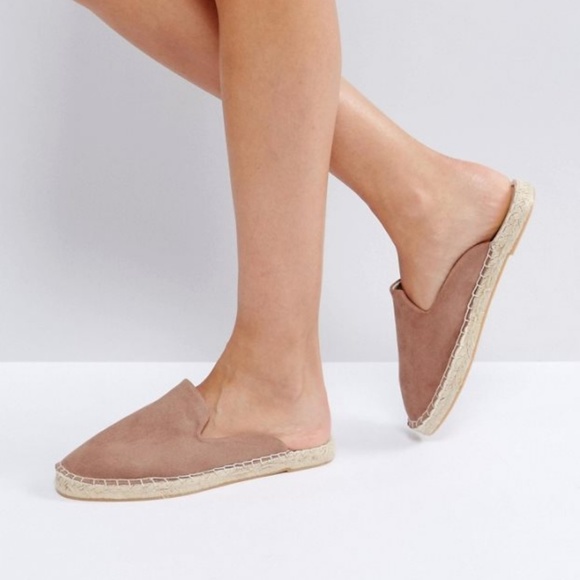 New Look Shoes - Espadrille suede mule slip-ons in mauve